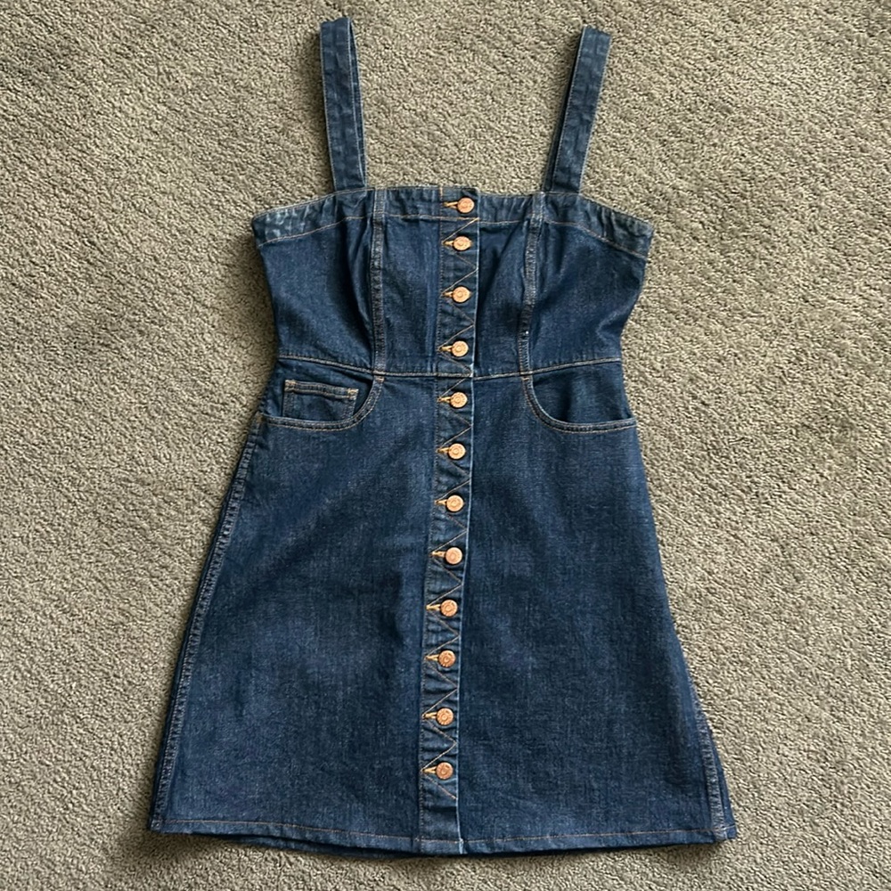 Madewell Matilda Button Down Jean Dress Jumper Dark Wash Size 6